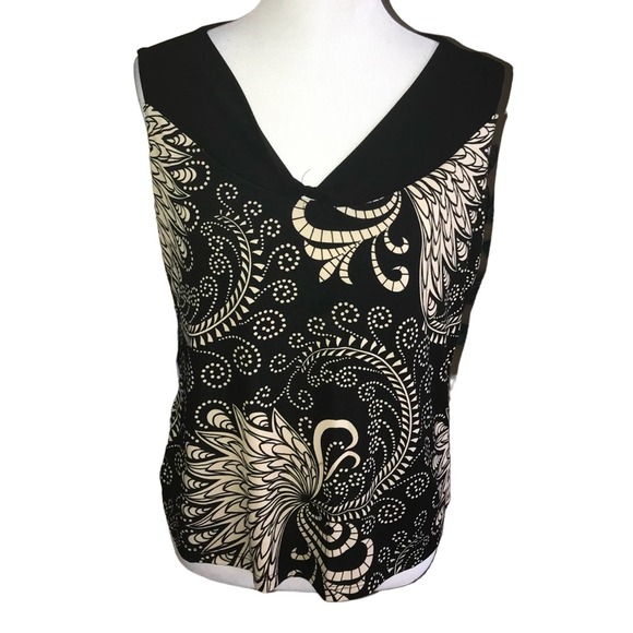 CREATIVE DESIGN WORKS BLACK & CREAM SLEEVELESS TOP LARGE - Picture 1 of 3